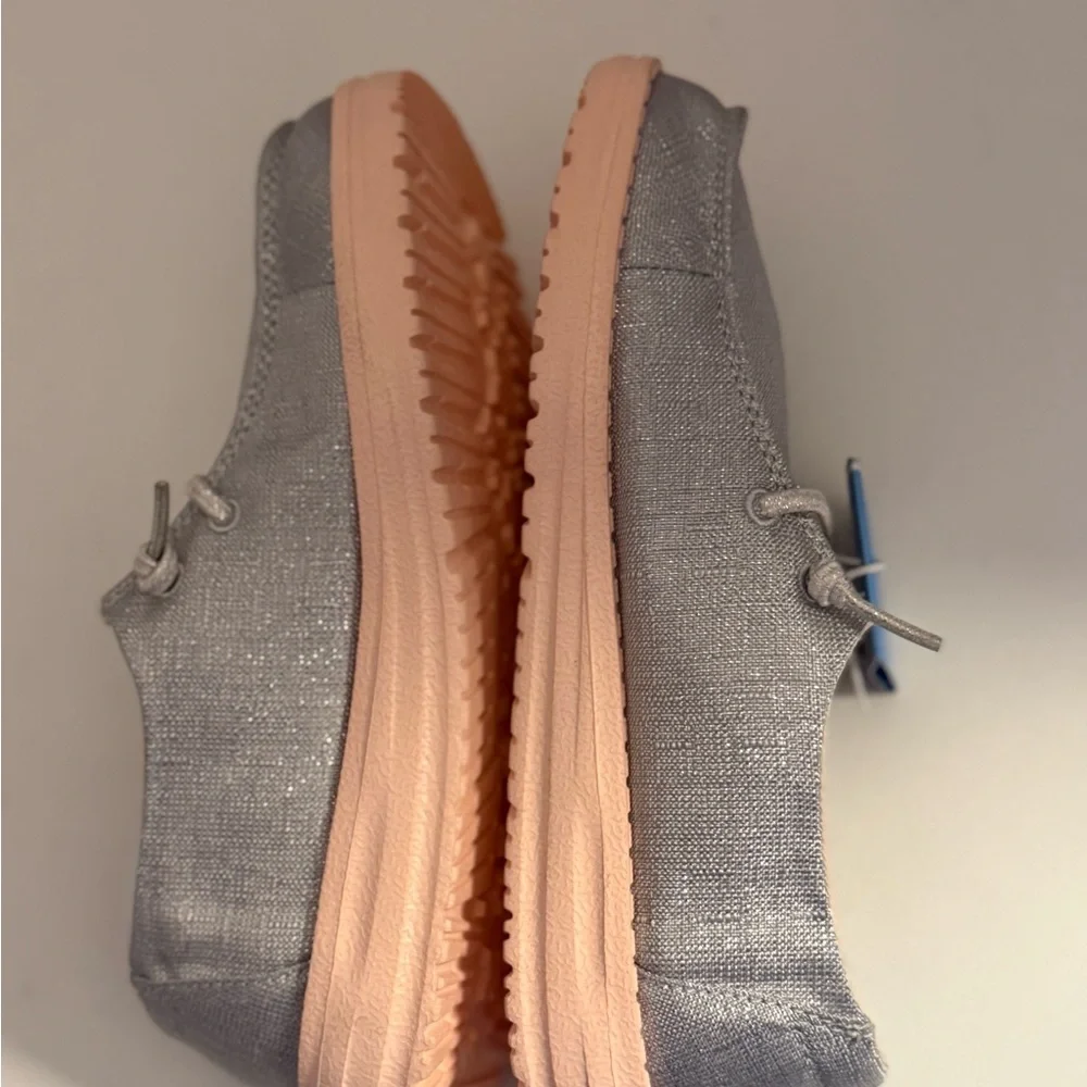 Hey Dude Silver and Pink Casual Shoes Girls 2 Youth New with tag